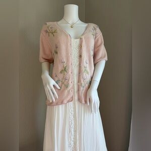 Vintage sweater, Heirloom Collection, Cotton blend, embroidered, beaded